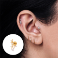 wholesale S925 Silver Metal New Marquise Zircon Ear Studs Threaded Cartilage Piercing Earringsins-0-2