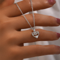 wholesale S925 Sterling Silver Heart-shaped English Letter Pendant Necklace With Zircon, Amazon Best-seller-0-3