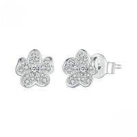 wholesale S925 sterling silver full-set zircon flower stud earrings love heart BSE855-undefined