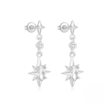 wholesale S925 Sterling Silver Four-pointed Star Octagonal Star Zircon Accent Women's Earrings With Teardrop Pearl-0-9