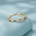 wholesale S925 Sterling Silver Small Fresh Sweet Ring With Green Zirconia, Forest Style Matching Daily Luxury Multi-zircon Versatile Ring-0-3