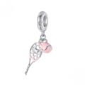 wholesale 925 Sterling Silver Pink Enamel Volleyball Charm Bead For Bracelet-0-7