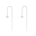 wholesale S925 Sterling Silver Mini Tassel Chain Heart Versatile Ear Thread Earrings, Korean Japanese Style, Small Batch Design-0-4