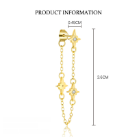 wholesale S925 Sterling Silver Cross-border Trendy Star Tassel Chain Earrings With Zircon, Small And Exquisite Design-E5089-Gold/Single 925 Silver