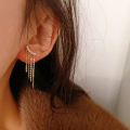 wholesale S925 Sterling Silver New Wave-glimmer Long Fringe Zircon Earrings For Women, Unique Design-0-1