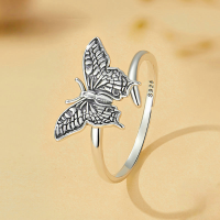 wholesale S925 Sterling Silver Delicate Butterfly Rose Earring And Ring Set Open-undefined