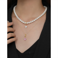 wholesale S925 Sterling Silver Retro Geometric Bead Necklace With Zircon Pendant, Simple And Elegant-0-1