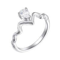 wholesale Sterling silver S925 water-drop zircon ring with pleated design, stylish and bold-undefined