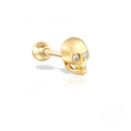 wholesale S925 Sterling Silver Single Skull Zircon Piercing Threaded Ear Stud, Fashionable And Creative Ins Ear Cuff-0-0