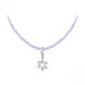 wholesale 925 Sterling Silver Six Pointed Star Pendant Lavender Beaded Necklace For Women-0-0