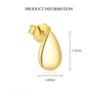 wholesale S925 Sterling Silver Geometric Waterdrop Minimalist Stud Earrings For Women, Vintage Bead Design-E5094-Gold/Pair 925 Silver