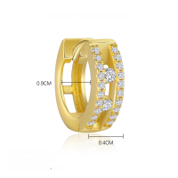 wholesale S925 Sterling Silver Geometric Zircon Earrings For Women, European And American Fashion Set, French Luxury Ear Cuffs-E4879-Gold/Single 925 Silver