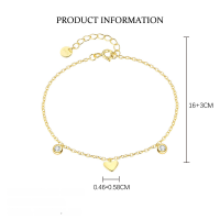 wholesale S925 Sterling Silver Cross-border Love Zircon Bracelet For Women, Fashionable And Versatile With European French Luxury Feel-L981-Gold 925 Silver
