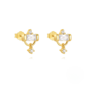 wholesale S925 Sterling Silver Fashionable Petal Zircon And Pearl Earrings, Korean Style Minimalist Studs-0-6