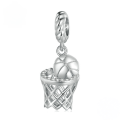 wholesale Sterling Silver 925 Blue Basketball Bead Bracelet, Rhodium-Plated Zircon Pendant-0-0