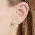 wholesale S925 Sterling Silver With Zircon Jacket Double Stud Earrings,-0-3