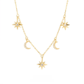 wholesale 925 Sterling Silver Gold-toned Star And Moon Necklace, Light Luxury Ins Style, Niche Fashion, Cross-chain Layering, Cross-border Stock-0-0