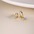 wholesale S925 Sterling Silver Geometric Classic Petal Zircon Accent Hoop Earrings, Luxe Opal-0-3