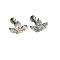 wholesale S925 Sterling Silver Crown Marquise Zircon Threaded Ear Bone Stud-0-0