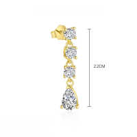wholesale S925 Sterling Silver Geometric Teardrop Marquise Zircon European Cross-border French Earrings For Women-E4754-Gold/Single 925 Silver