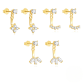 wholesale S925 Sterling Silver Single Row Zircon C-shaped Adjustable Jacket Earrings-0-0