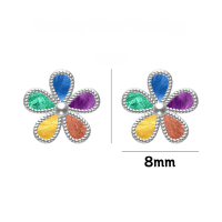 wholesale 925 Sterling Silver Irregular Colorful Stud Earrings For Women-Rainbow Flower Sterling Silver Earrings