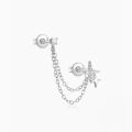 wholesale 925 Sterling Silver With Rhinestones, Star Chain Tassel Ear Clip, Ins。-0-13