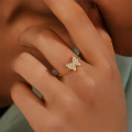 wholesale 925 Sterling Silver Adjustable Open Heart Butterfly Zircon Ring,ins。-0-1