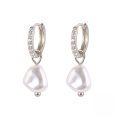 wholesale S925 Sterling Silver Baroque Pearl Zircon Ear Clip, Retro European Style, Minimalist Ins Fashion Earrings-0-4