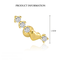 wholesale S925 Sterling Silver Tassel Zircon Flat Back Earrings For Women, French Style Trendy Luxury High-end European And American Wholesale-E4659-Gold/Pair 925 Silver