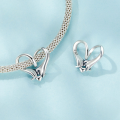 wholesale Sterling Silver Oxidized Beaded Bracelet Minimalist Heart Love Knot Design-0-2