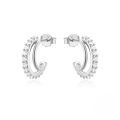 wholesale 925 Sterling Silver C-shaped Wave Single Row Zircon Accent Earrings, Cross-border Hot Seller, Classic Versatile Irregular Hoops-0-5