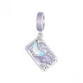 wholesale Sterling Silver S925 Tarot Lovers Pendant, Pink Enamel Card Charm Bracelet-0-9