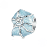 wholesale S925 sterling silver blue conch shell bead bracelet, ocean-style loose beads jewelry.-undefined