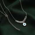 wholesale S925 Silver Minimalist Cuban Chain Evil Eye Drop Oil Women's Trendy Ins Necklace-0-3