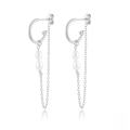 wholesale S925 Sterling Silver Baroque Pearl C-shaped Hoop Earrings, Chain Drop Ear Studs, Popular In And Ins-0-4