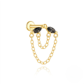 wholesale S925 Sterling Silver Geometric Marquise Black Hair Crystal Flat Threaded Ear Cartilage Stud, Popular。-0-7