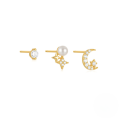 wholesale 925 Sterling Silver Star, Moon, Sun, Quatrefoil Ear Stud Set With Classic Zircon Accents, Pearls, And Versatile Ins Style-0-5