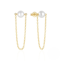 wholesale 925 Sterling Silver Hot-sell Pearl And Zircon Drop Earrings With Chain Tassel-0-6