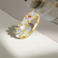 wholesale S925 Silver Ring With Opal, Moonstone, And Love Arrangement, A Light Luxury Women's Accessory-0-1