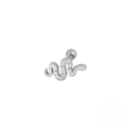 wholesale Sterling Silver S925 Fun Snake Threaded Ear Piercing With Zircons, Trendy Creative Helix Ear Cuff Ins Earrings-0-4
