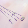 wholesale 925 Sterling Silver Purple Cubic Zirconia Flower Butterfly Pendant Necklace For Women-0-3