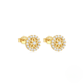 wholesale S925 Sterling Silver Zircon-inlaid Floral Stud Earrings, Trendy And Versatile-0-5