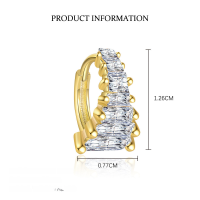 wholesale S925 Sterling Silver Geometric Square Micro-inlaid Zircon Earrings For Women-E5037-Gold/Pair 925 Silver