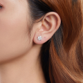 wholesale "S925 silver-plated white gold, matte textured flower earrings for women"-0-3