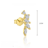 wholesale S925 Sterling Silver Geometric Teardrop Marquise Zircon European Cross-border French Earrings For Women-E4812-Gold/Single 925 Silver