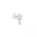 wholesale S925 Sterling Silver With White Gold Plating, Daily Wear Flat Back Threaded Ear Bone Stud Featuring Zircon Accents-0-6