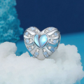 wholesale 925 Sterling Silver Blue Heart Charm Created Opal Cubic Zirconia Beads For Bracelet-0-1