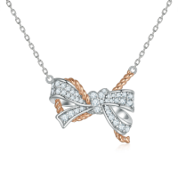 wholesale Sterling Silver S925 Bow Jewelry Set Earrings Ring Necklace Bracelet (4-piece)-undefined