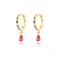 wholesale S925 Sterling Silver Ins-style Cross-border Bestseller Dripping Hoop Earrings With Colorful Zircons-0-7